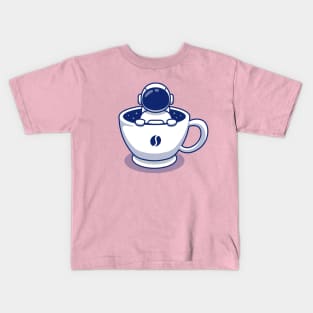 Cute Astronaut On Cup Of Coffee Kids T-Shirt